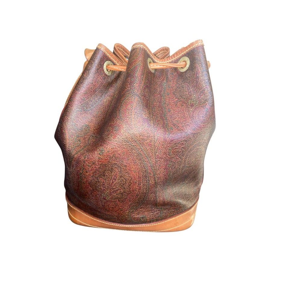 ETRO MILANO VINTAGE RED PAISLEY DRAWSTRING BUCKET BAG - Picture 2 of 7